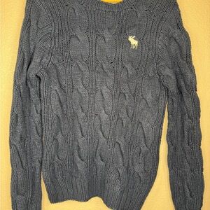 Abercrombie & Fitch Navy Cable Knit Sweater Sz L Y2K Preppy